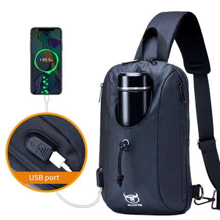 BULL CAPTAIN 0113 Large-Capacity Crossbody Waterproof Chest Bag with USB Charging Hole(White)-garmade.com