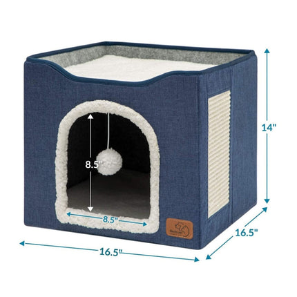 Pet Stool Pet Kennel Indoor Foldable Storage Stool Cat Dog Kennel 41 x 41 x 35cm(Deep Gray)-garmade.com