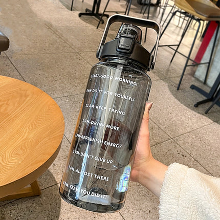 GYBL4503 2000ml Large-capacity Outdoor Sports Water Bottle with Straw, Spec: Black-garmade.com