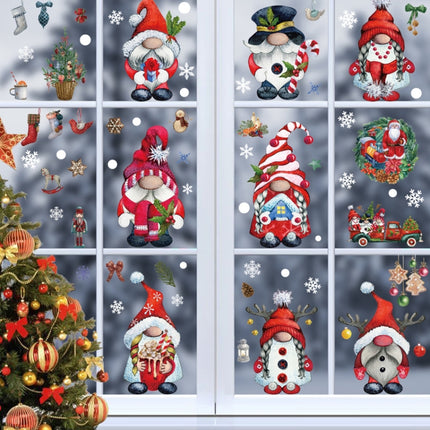 Christmas Static Glass Window Decoration Background Decorative Stickers(Dwarf)-garmade.com