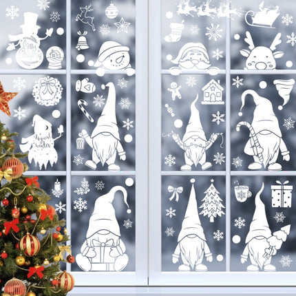 Christmas Static Glass Window Decoration Background Decorative Stickers(White Midget)-garmade.com