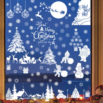 Christmas Static Glass Window Decoration Background Decorative Stickers(White Santa Claus)-garmade.com