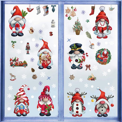 Christmas Static Glass Window Decoration Background Decorative Stickers(Santa Claus+ Penguins)-garmade.com