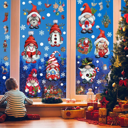 Christmas Static Glass Window Decoration Background Decorative Stickers(Snowman)-garmade.com