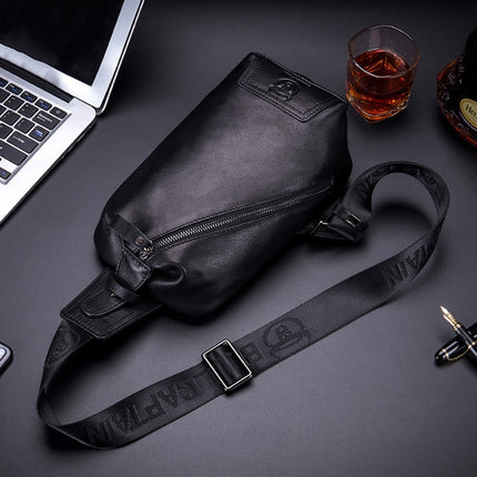 BULL CAPTAIN 099 Large-capacity Soft and Wear-resistant Cowhide Single-shoulder Bag(Black)-garmade.com