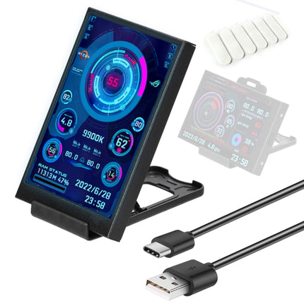 3.5 Inch IPS View All Computer Monitor USB Chassis Vice Screen Set 1 (Black)-garmade.com