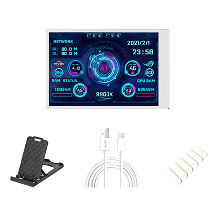 3.5 Inch IPS View All Computer Monitor USB Chassis Vice Screen Set 1 (White)-garmade.com