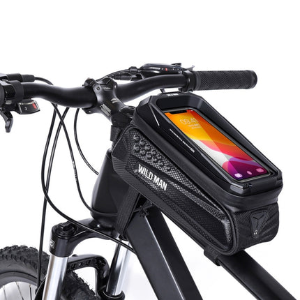 WILD MAN MS77 1.2L Mountain Bike EVA Hard Shell Touch Screen Front Beam Bag(Black)-garmade.com