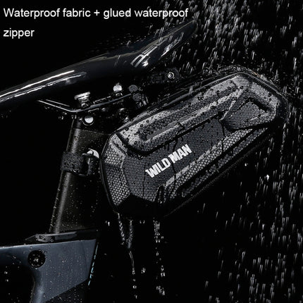 WILD MAN XT7 1.2L Mountain Bike EVA Hard Shell Waterproof Wear-resistant Tail Bag(Twill Style)-garmade.com