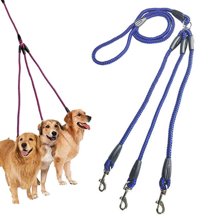 140cm 3 In 1 Leash Multi-head Dog Walking Rope(Blue)-garmade.com