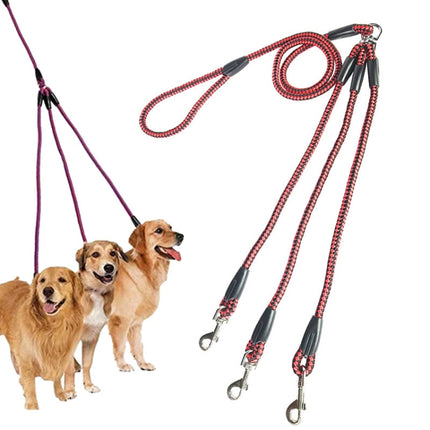 140cm 3 In 1 Leash Multi-head Dog Walking Rope(Red)-garmade.com