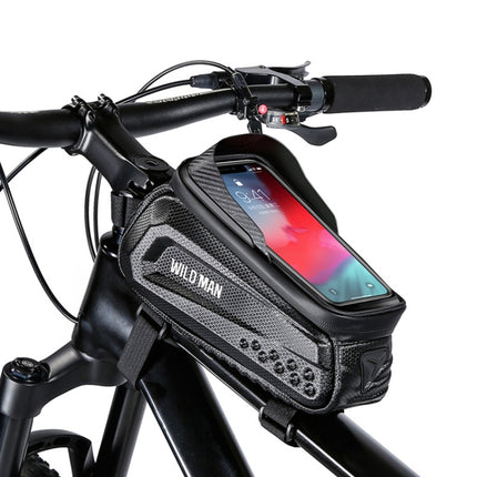 WILD MAN E10 1L Mountain Bike EVA Hard Shell Touch Screen Front Beam Bag(Black)-garmade.com