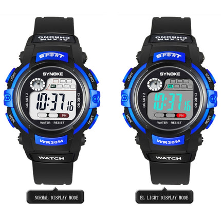 SYNOKE 99569 Children LCD Luminous Waterproof Electronic Sports Watch(Black Blue)-garmade.com