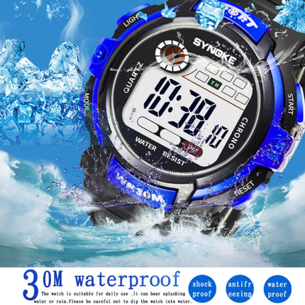 SYNOKE 99569 Children LCD Luminous Waterproof Electronic Sports Watch(Black Blue)-garmade.com