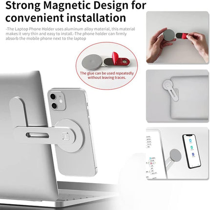 Laptop Phone Expansion Bracket Aluminum Magnetic Phone Stand(Silver)-garmade.com