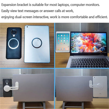 Laptop Phone Expansion Bracket Aluminum Magnetic Phone Stand(Blue)-garmade.com