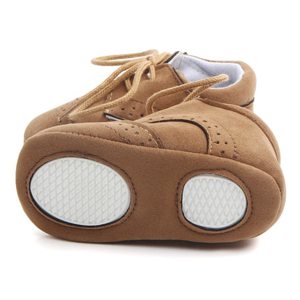 D0772 Cotton Uppers Semi-Rubber Soles Non-Slip Baby Walking Shoes, Size: 11cm(Light Brown)-garmade.com