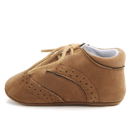 D0772 Cotton Uppers Semi-Rubber Soles Non-Slip Baby Walking Shoes, Size: 12cm(Light Brown)-garmade.com