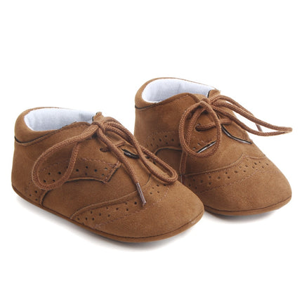 D0772 Cotton Uppers Semi-Rubber Soles Non-Slip Baby Walking Shoes, Size: 12cm(Dark Brown)-garmade.com