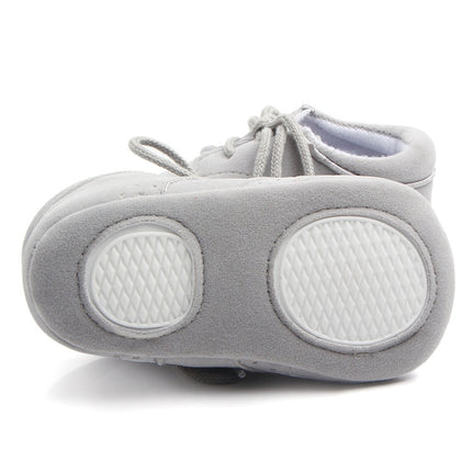 D0772 Cotton Uppers Semi-Rubber Soles Non-Slip Baby Walking Shoes, Size: 13cm(Grey)-garmade.com
