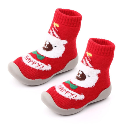 D2293 Children Cartoon Christmas Floor Socks Non-slip Shoes, Size: 20-21(Red Christmas Bear)-garmade.com