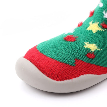 D2293 Children Cartoon Christmas Floor Socks Non-slip Shoes, Size: 20-21(Blue Elk)-garmade.com