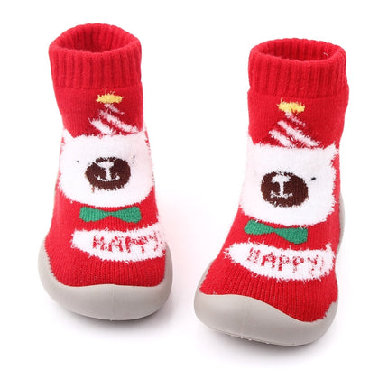 D2293 Children Cartoon Christmas Floor Socks Non-slip Shoes, Size: 24-25(Red Christmas Bear)-garmade.com