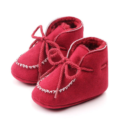 D2245 Winter Warm Baby Cotton Boots Plus Velvet Thickened Baby Walking Shoes, Size: 11cm(Red)-garmade.com