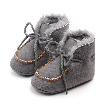 D2245 Winter Warm Baby Cotton Boots Plus Velvet Thickened Baby Walking Shoes, Size: 11cm(Grey)-garmade.com
