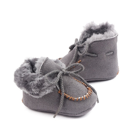 D2245 Winter Warm Baby Cotton Boots Plus Velvet Thickened Baby Walking Shoes, Size: 11cm(Grey)-garmade.com