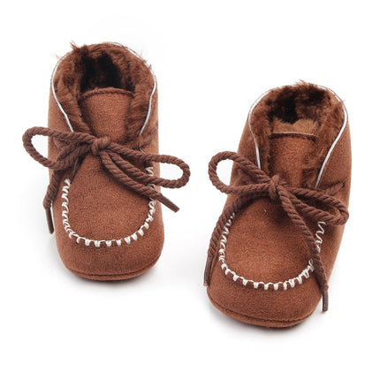 D2245 Winter Warm Baby Cotton Boots Plus Velvet Thickened Baby Walking Shoes, Size: 11cm(Brown)-garmade.com