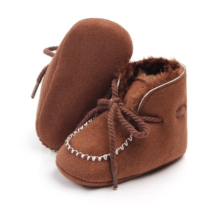 D2245 Winter Warm Baby Cotton Boots Plus Velvet Thickened Baby Walking Shoes, Size: 11cm(Brown)-garmade.com