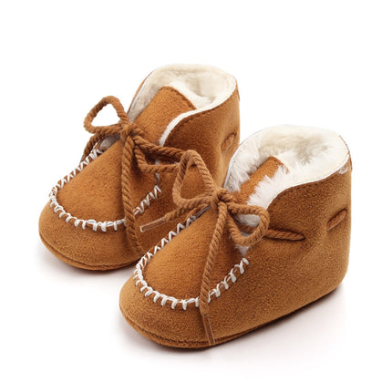 D2245 Winter Warm Baby Cotton Boots Plus Velvet Thickened Baby Walking Shoes, Size: 11cm(Khaki)-garmade.com