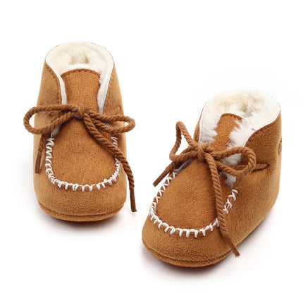 D2245 Winter Warm Baby Cotton Boots Plus Velvet Thickened Baby Walking Shoes, Size: 11cm(Khaki)-garmade.com