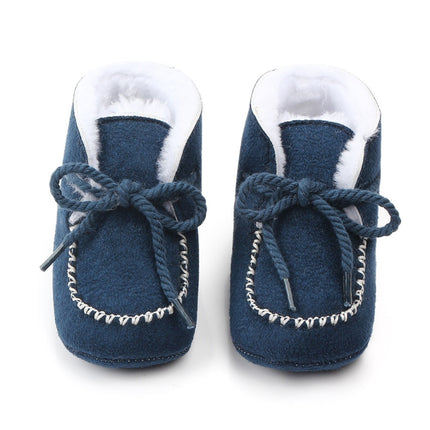 D2245 Winter Warm Baby Cotton Boots Plus Velvet Thickened Baby Walking Shoes, Size: 12cm(Navy Blue)-garmade.com