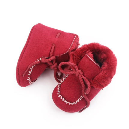D2245 Winter Warm Baby Cotton Boots Plus Velvet Thickened Baby Walking Shoes, Size: 13cm(Red)-garmade.com