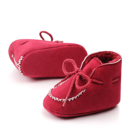D2245 Winter Warm Baby Cotton Boots Plus Velvet Thickened Baby Walking Shoes, Size: 13cm(Red)-garmade.com