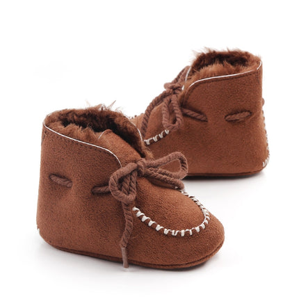 D2245 Winter Warm Baby Cotton Boots Plus Velvet Thickened Baby Walking Shoes, Size: 13cm(Brown)-garmade.com