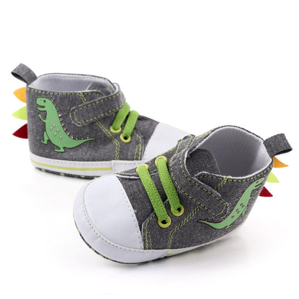 D2399 High Top Canvas Cartoon Dinosaur Small Wave Shoes Cloth Soles Walking Shoes, Size: 11cm(Grey)-garmade.com