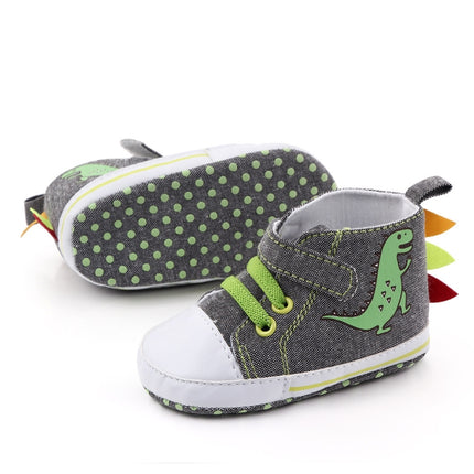 D2399 High Top Canvas Cartoon Dinosaur Small Wave Shoes Cloth Soles Walking Shoes, Size: 11cm(Grey)-garmade.com