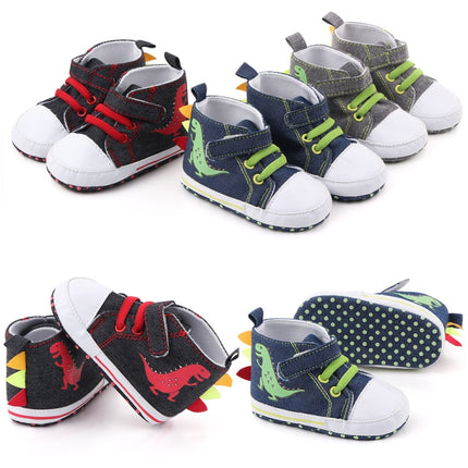 D2399 High Top Canvas Cartoon Dinosaur Small Wave Shoes Cloth Soles Walking Shoes, Size: 11cm(Grey)-garmade.com