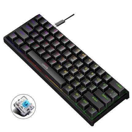 LEAVEN K620 61 Keys Hot Plug-in Glowing Game Wired Mechanical Keyboard, Cable Length: 1.8m, Color: Black Green Shaft-garmade.com