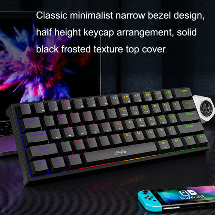 LEAVEN K620 61 Keys Hot Plug-in Glowing Game Wired Mechanical Keyboard, Cable Length: 1.8m, Color: Black Green Shaft-garmade.com