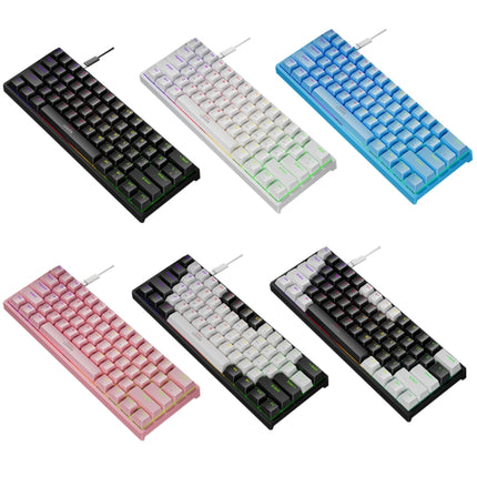 LEAVEN K620 61 Keys Hot Plug-in Glowing Game Wired Mechanical Keyboard, Cable Length: 1.8m, Color: White Black Red Shaft-garmade.com