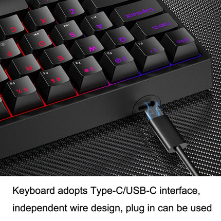 LEAVEN K620 61 Keys Hot Plug-in Glowing Game Wired Mechanical Keyboard, Cable Length: 1.8m, Color: Black White Green Shaft-garmade.com