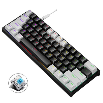 LEAVEN K620 61 Keys Hot Plug-in Glowing Game Wired Mechanical Keyboard, Cable Length: 1.8m, Color: White Black Green Shaft-garmade.com