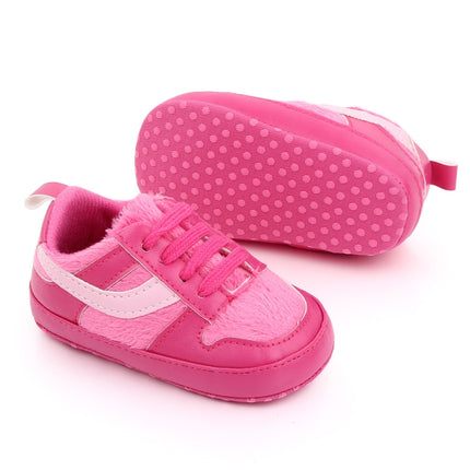 D2540 Autumn And Winter Soft Soled Walking Shoes Baby Shoes For 0-1 Years Old, Size: 12cm(Rose Red)-garmade.com