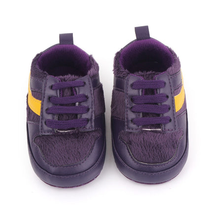 D2540 Autumn And Winter Soft Soled Walking Shoes Baby Shoes For 0-1 Years Old, Size: 13cm(Purple)-garmade.com