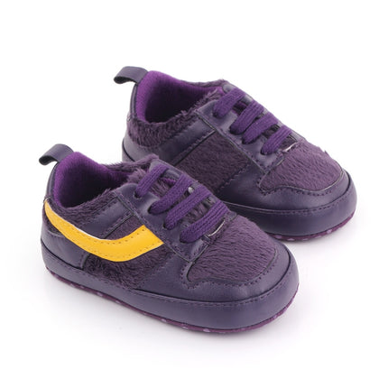 D2540 Autumn And Winter Soft Soled Walking Shoes Baby Shoes For 0-1 Years Old, Size: 13cm(Purple)-garmade.com