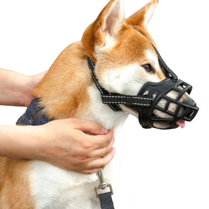 Reflective Pet Mouth Cover Anti-bite Anti-Chewing Adjustable Dog Muzzle Dog Mask, Size: NO.5(Black)-garmade.com